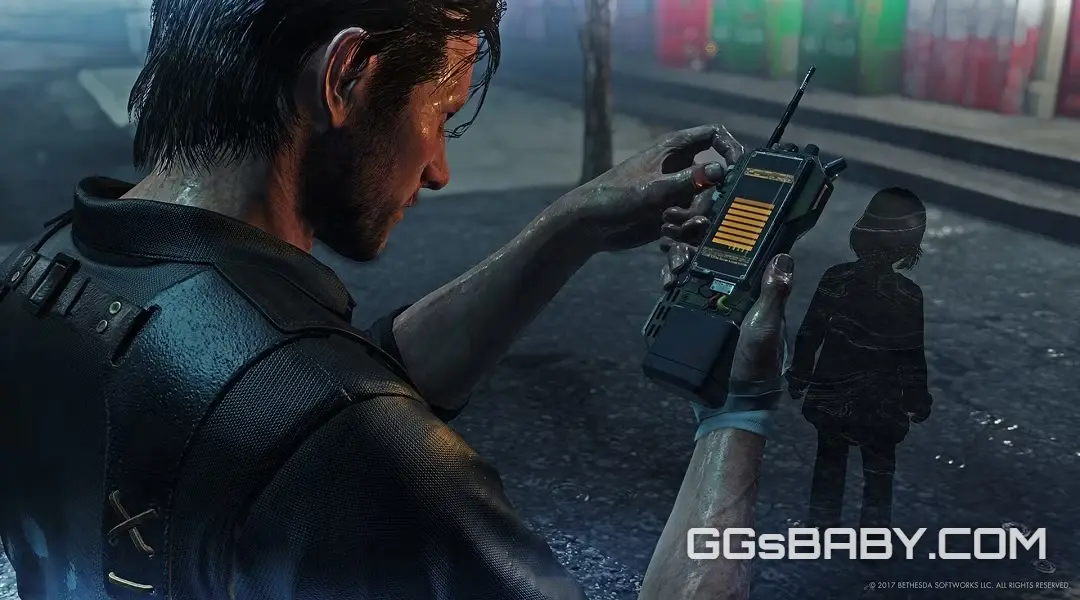 Sebastian Castellanos analyzing a tactical radio frequency scanner on a foggy suburban street in The Evil Within 2 via ggsbaby.com